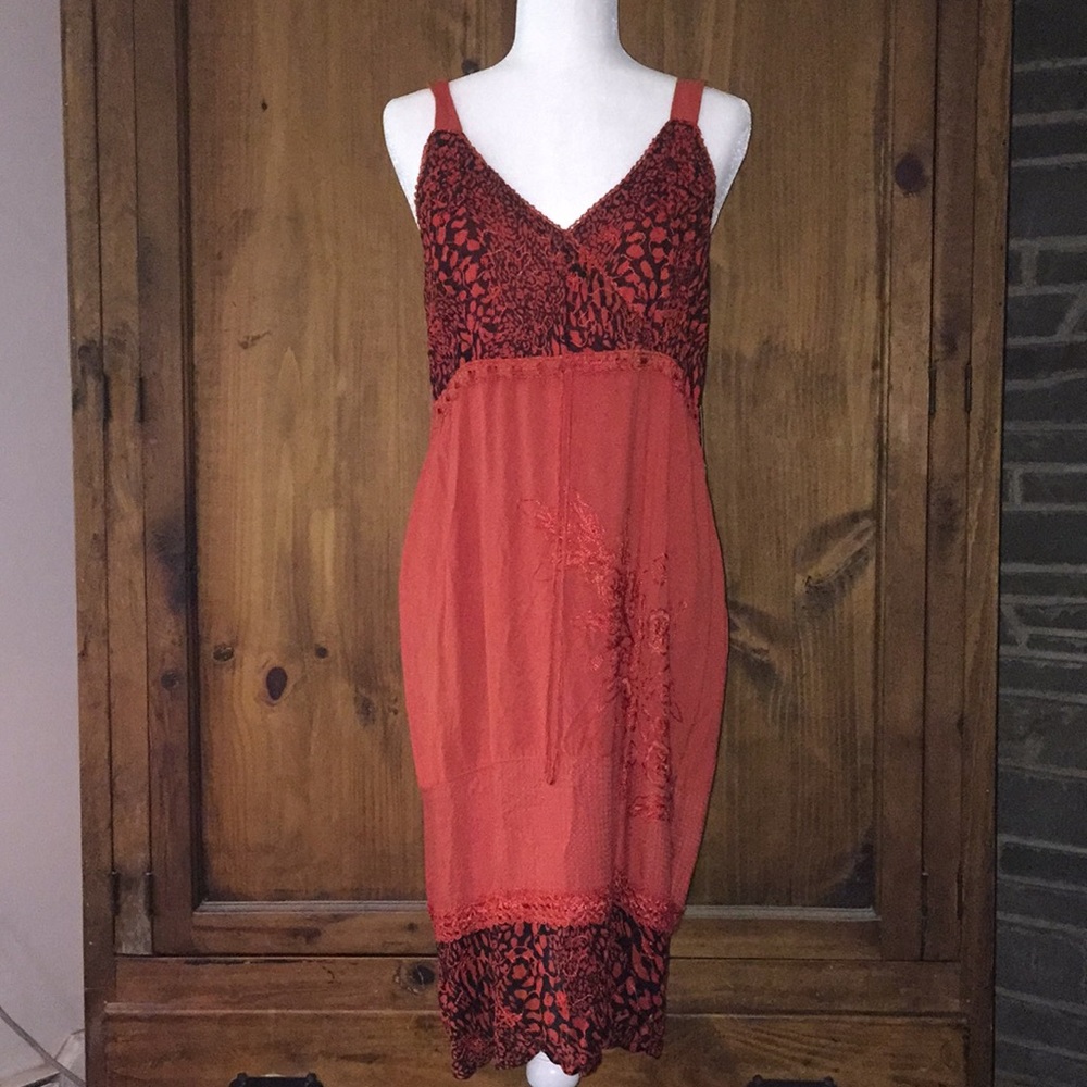 Red, animal print sundress, NWT